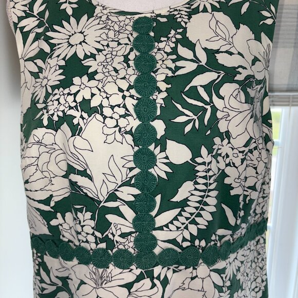 NWOT Boden Vivienne Green and White Floral Print Sheath Dress Pockets Zip 14R - Picture 1 of 12